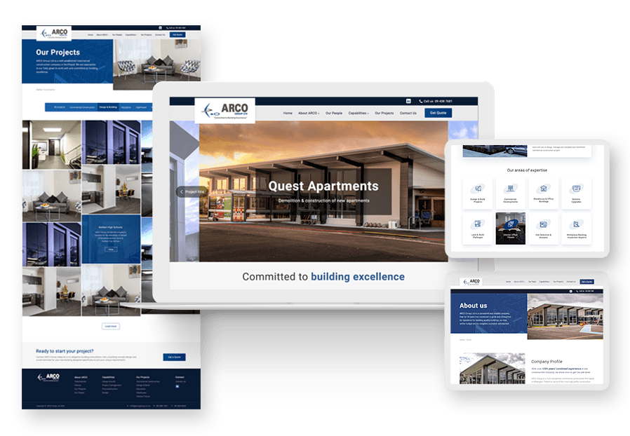 Kambutter created the website for construction company ARCO to present their services